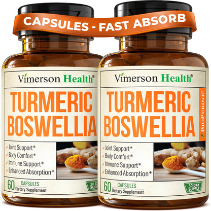Vimerson Health Turmeric Curcumin with Boswellia & Ginger – 95% Curcuminoids | 2-Pack
