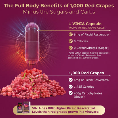 VINIA Piceid Resveratrol – Blood Flow & Heart Health | 30 Capsules
