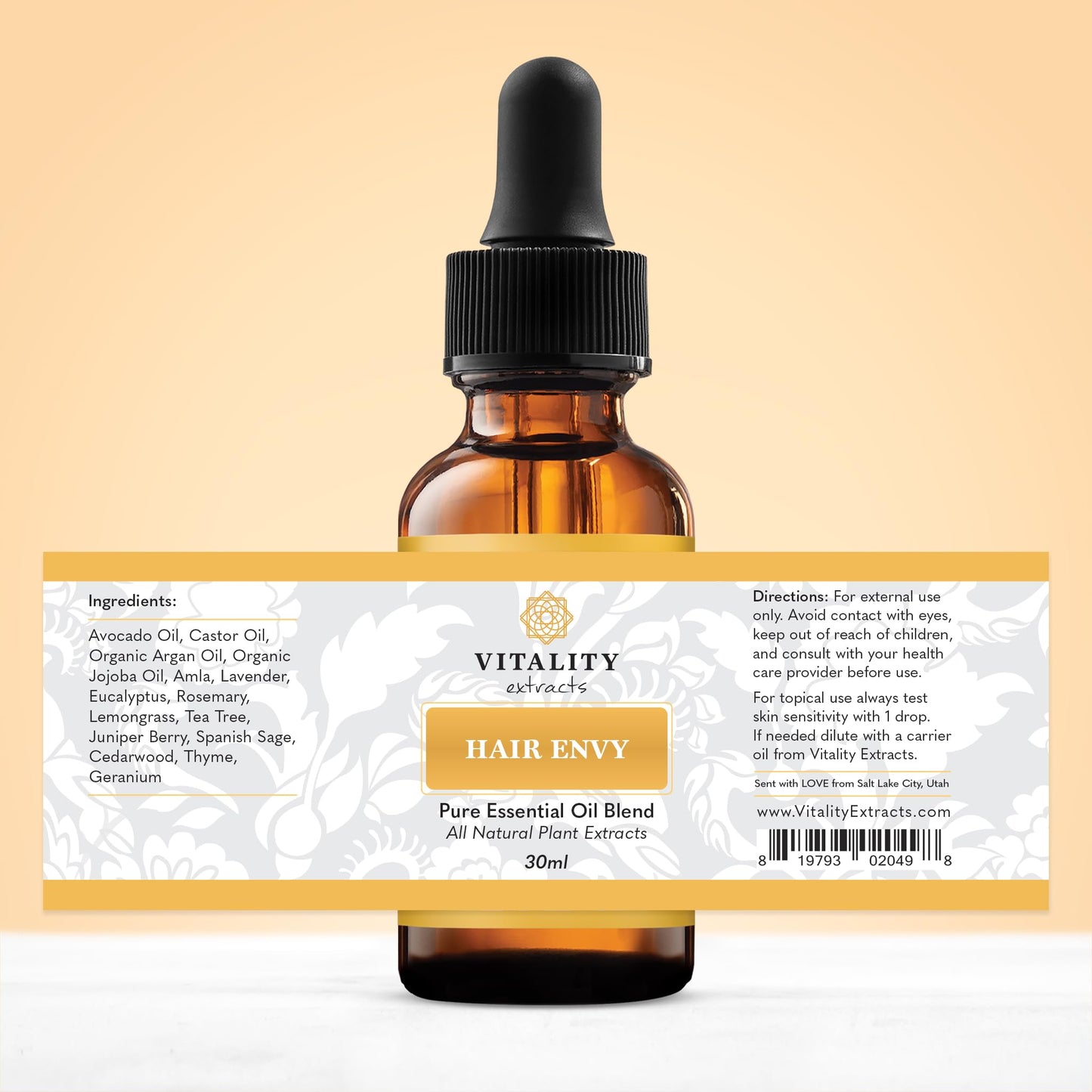 Vitality Hair Envy – Natural Hair Growth Serum with 15 Plant Extracts & Pure Essential Oils