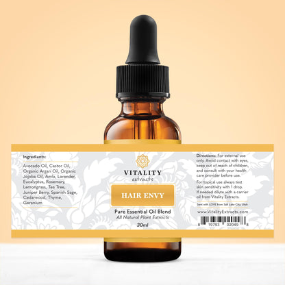 Vitality Hair Envy – Natural Hair Growth Serum with 15 Plant Extracts & Pure Essential Oils