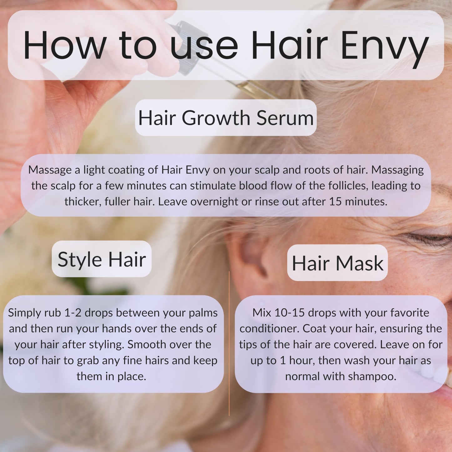 Vitality Hair Envy – Natural Hair Growth Serum with 15 Plant Extracts & Pure Essential Oils