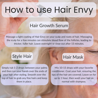 Vitality Hair Envy – Natural Hair Growth Serum with 15 Plant Extracts & Pure Essential Oils
