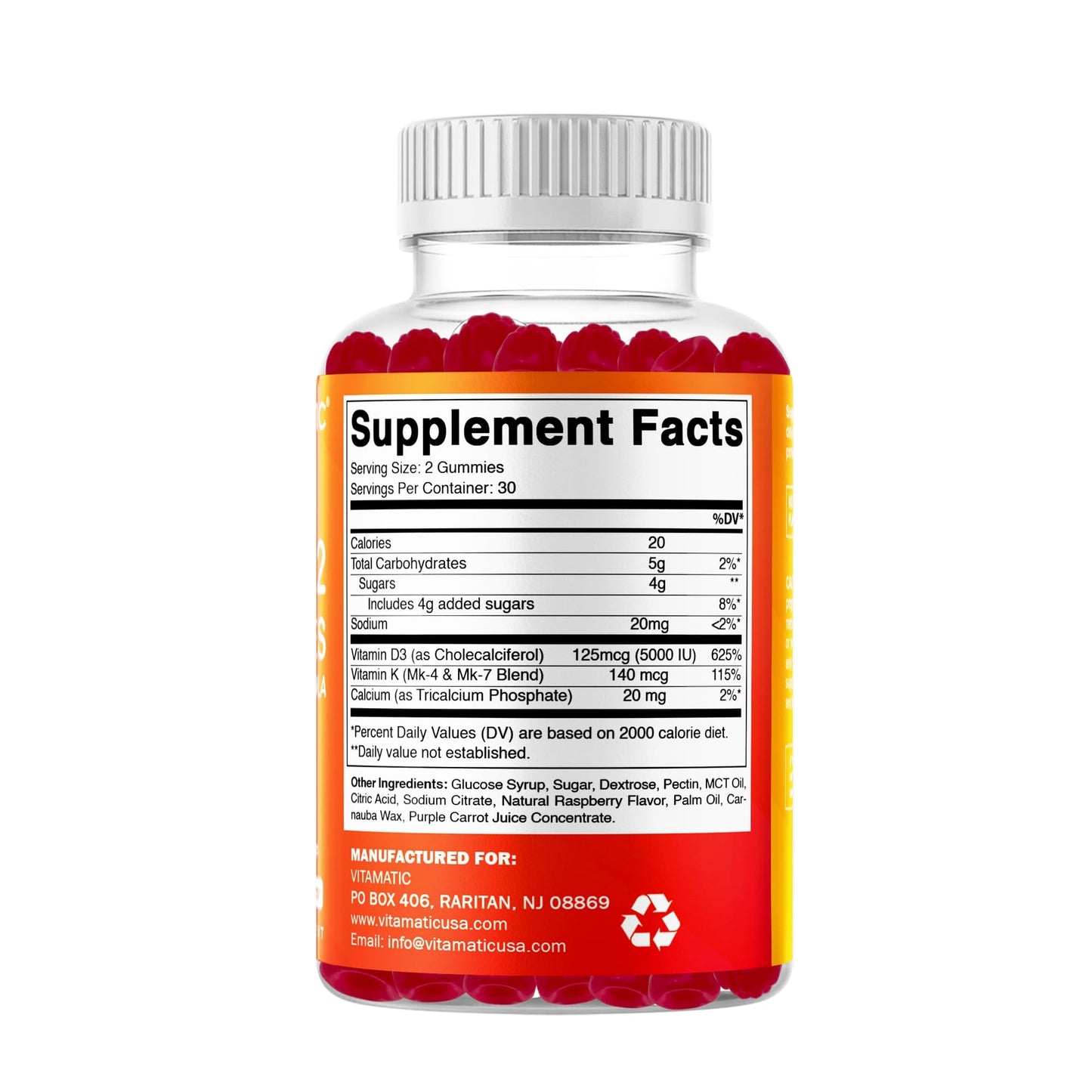 Vitamatic Vitamin D3 + K2 Gummies — 60 Count