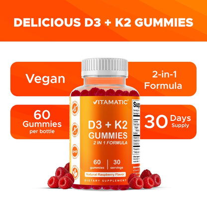 Vitamatic Vitamin D3 + K2 Gummies — 60 Count