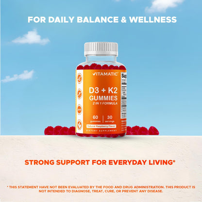 Vitamatic Vitamin D3 + K2 Gummies — 60 Count