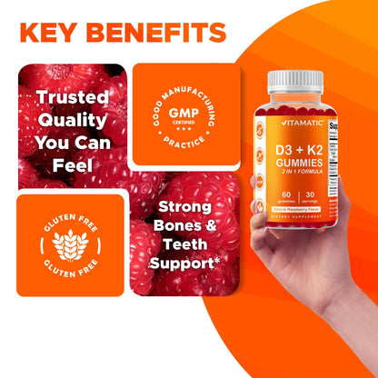 Vitamatic Vitamin D3 + K2 Gummies — 60 Count