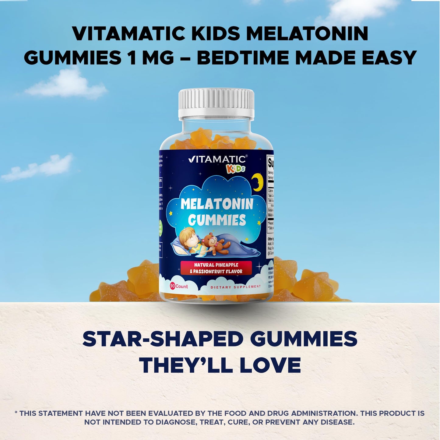 Vitamatic Sugar Free Kids Melatonin Gummies 1mg — 90 Count