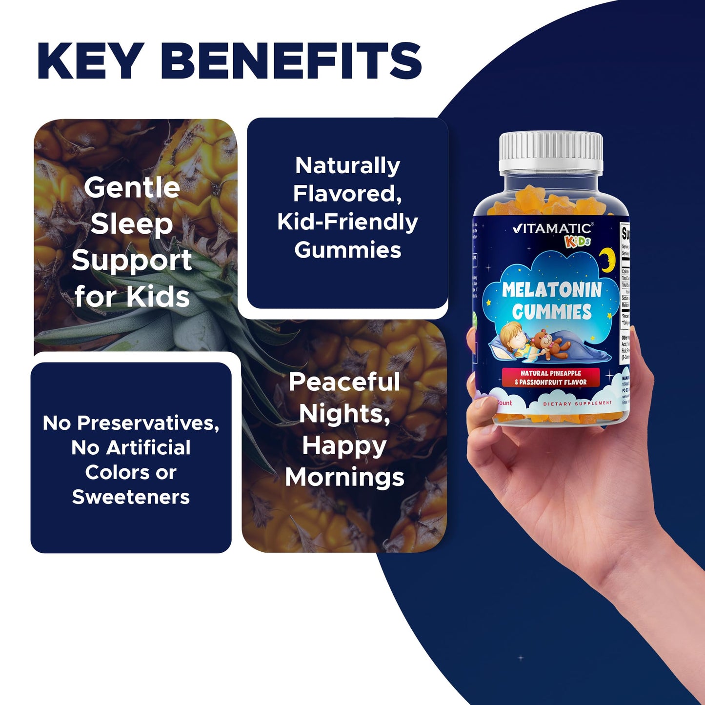 Vitamatic Sugar Free Kids Melatonin Gummies 1mg — 90 Count