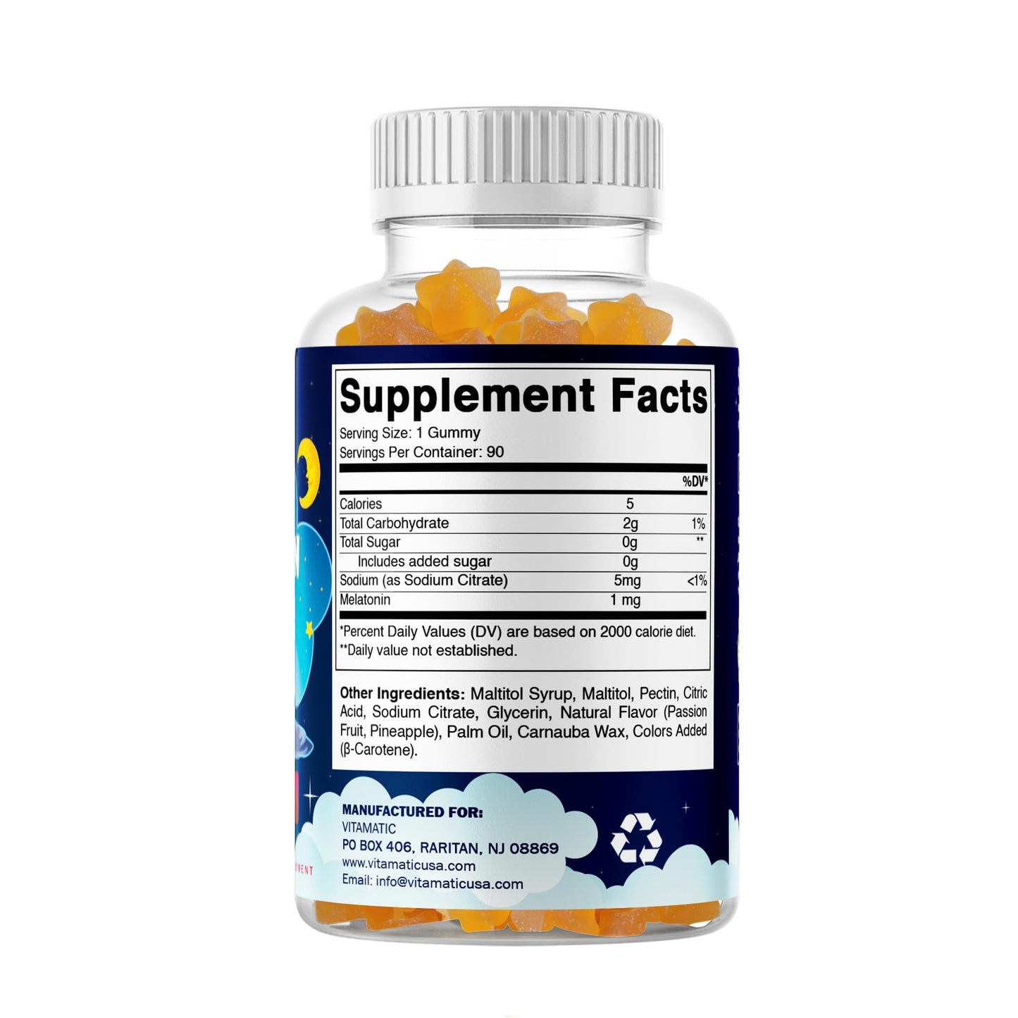 Vitamatic Sugar Free Kids Melatonin Gummies 1mg — 90 Count