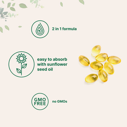 Micro Ingredients Vitamin D3 5000IU + K2 MK-7 100mcg | 2-Pack 600 Softgels