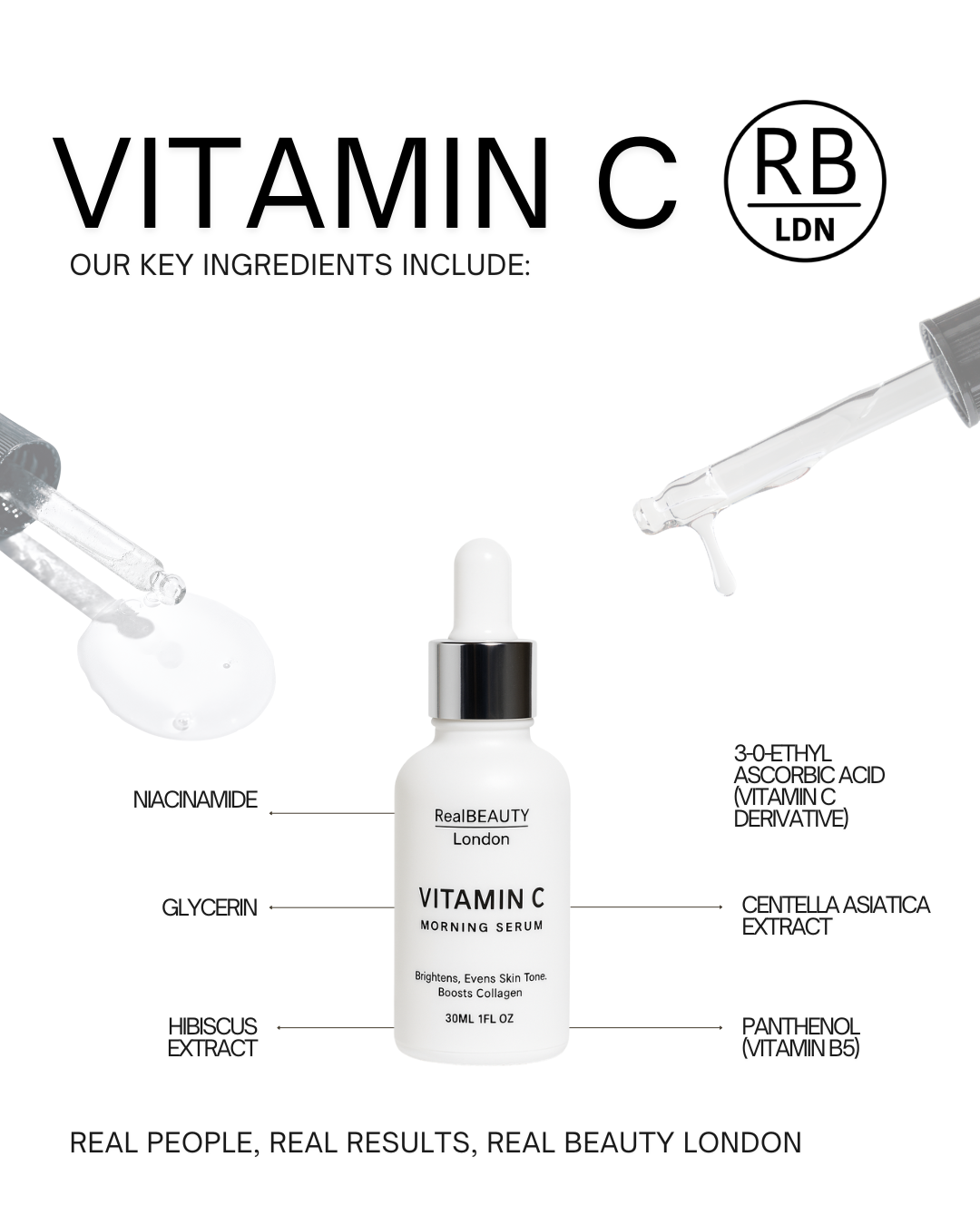 Real Beauty London Morning Vitamin C Serum – Brightening & Antioxidant Facial Serum