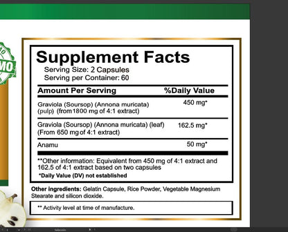 VITAMISAN Graviola Soursop Capsules — 120 Count, Made in USA - Calm Era