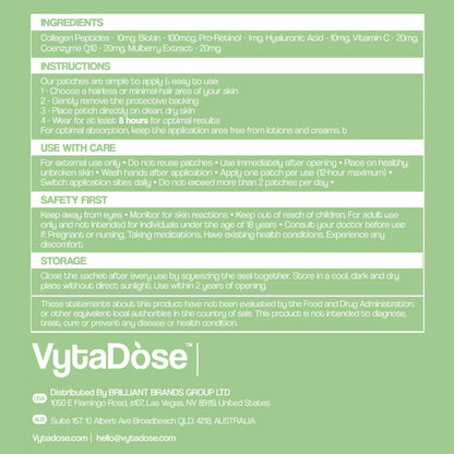 Vytadose Collagen Glow Patches – 5x Stronger Formula | Skin, Hair & Nails