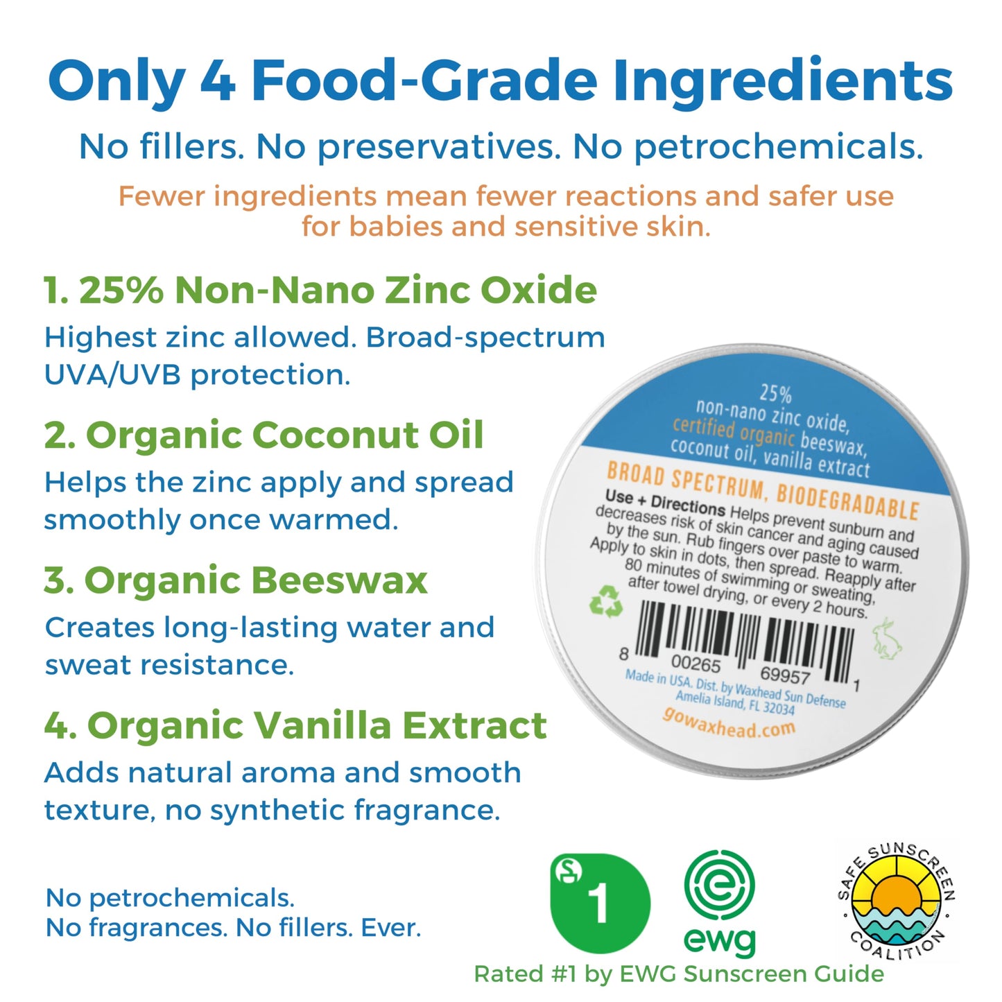 Waxhead Zinc Oxide SPF 30 Mineral Sunscreen Paste — 2oz