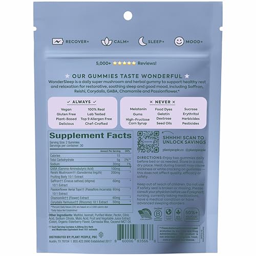 WonderSleep Mushroom Gummies for Sleep & Relaxation 60 Count