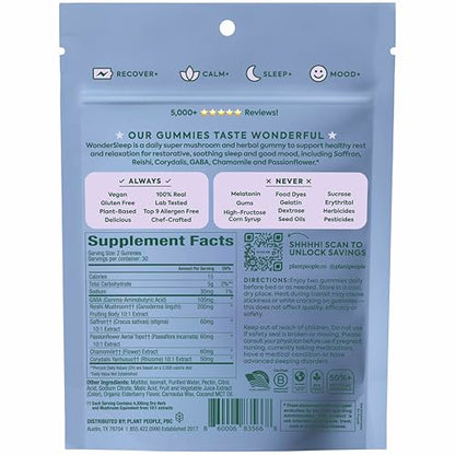 WonderSleep Mushroom Gummies for Sleep & Relaxation 60 Count