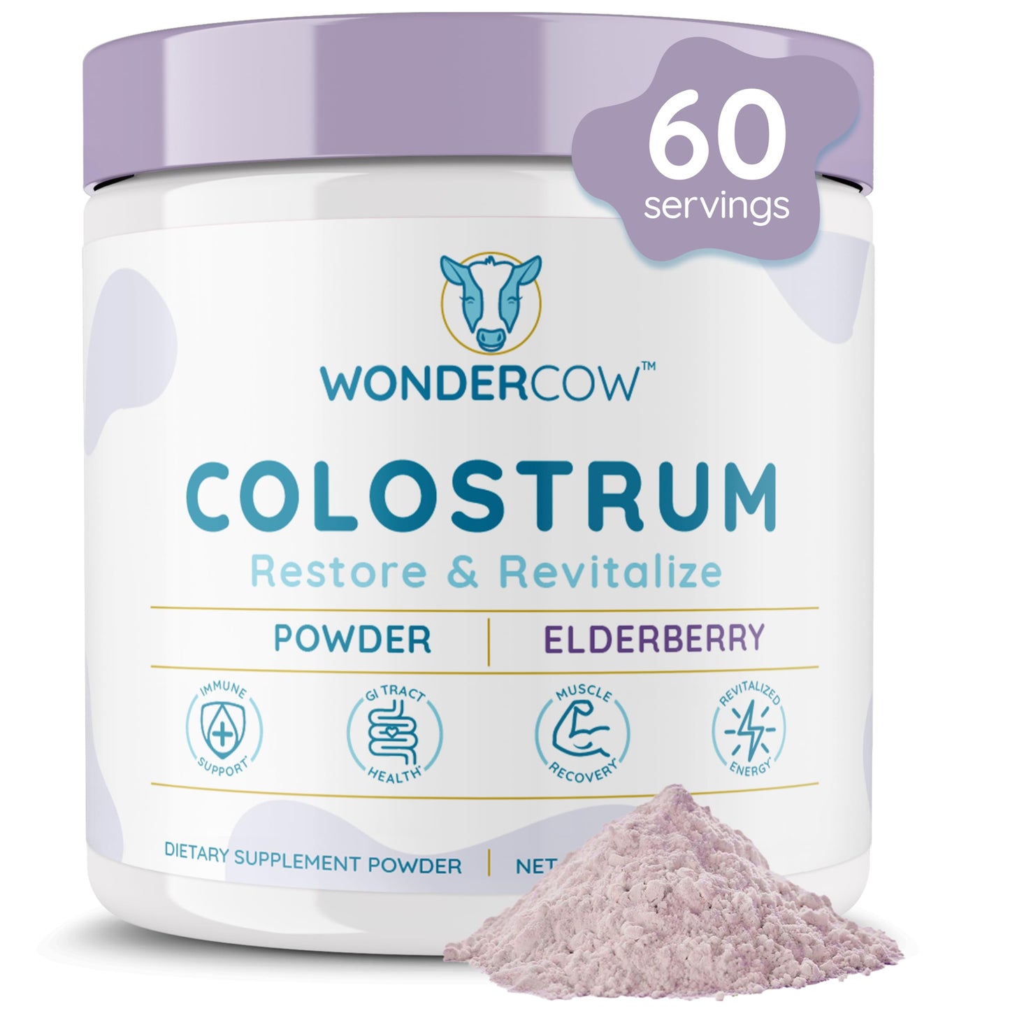 WonderCow Colostrum Powder – Elderberry | 60 Servings