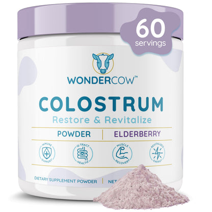 WonderCow Colostrum Powder – Elderberry | 60 Servings