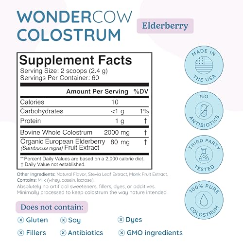 WonderCow Colostrum Powder – Elderberry | 60 Servings