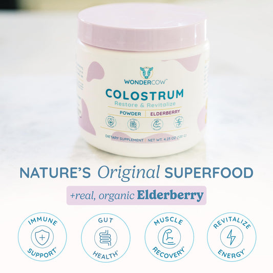 WonderCow Colostrum Powder – Elderberry | 60 Servings - Calm Era