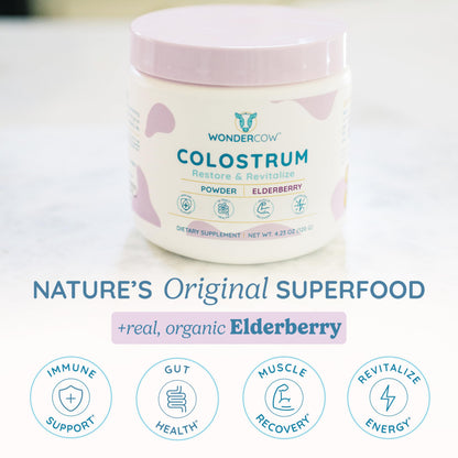WonderCow Colostrum Powder – Elderberry | 60 Servings