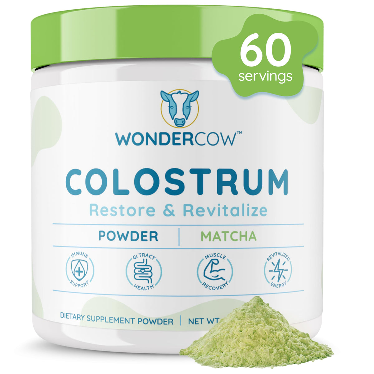 WonderCow Colostrum Powder – Matcha | 60 Servings - Calm Era