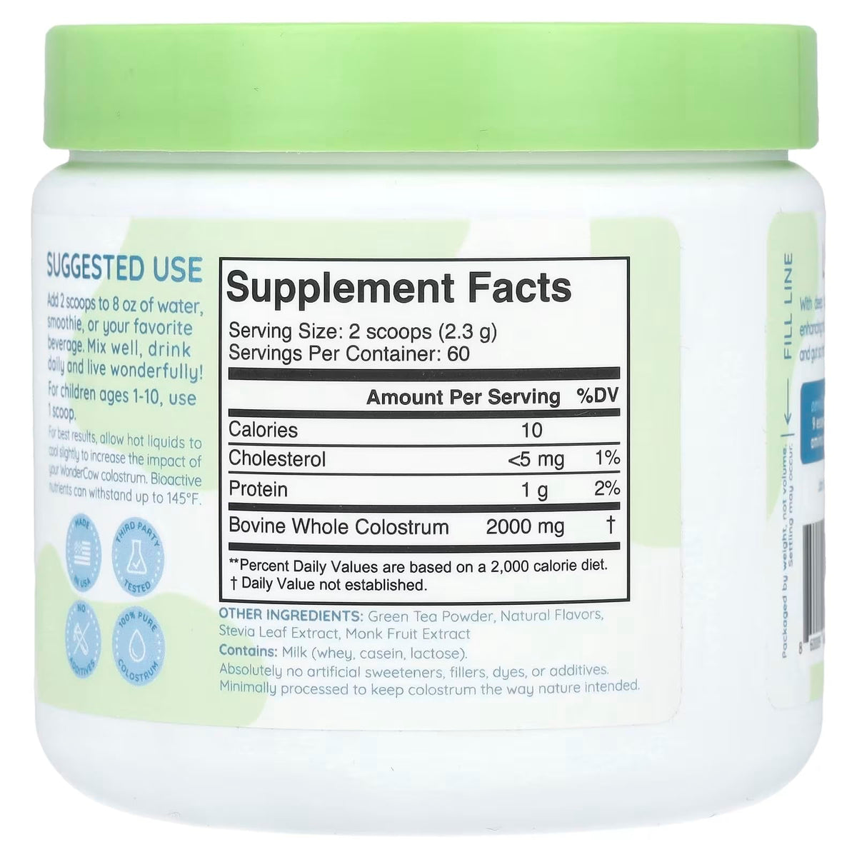 WonderCow Colostrum Powder – Matcha | 60 Servings - Calm Era