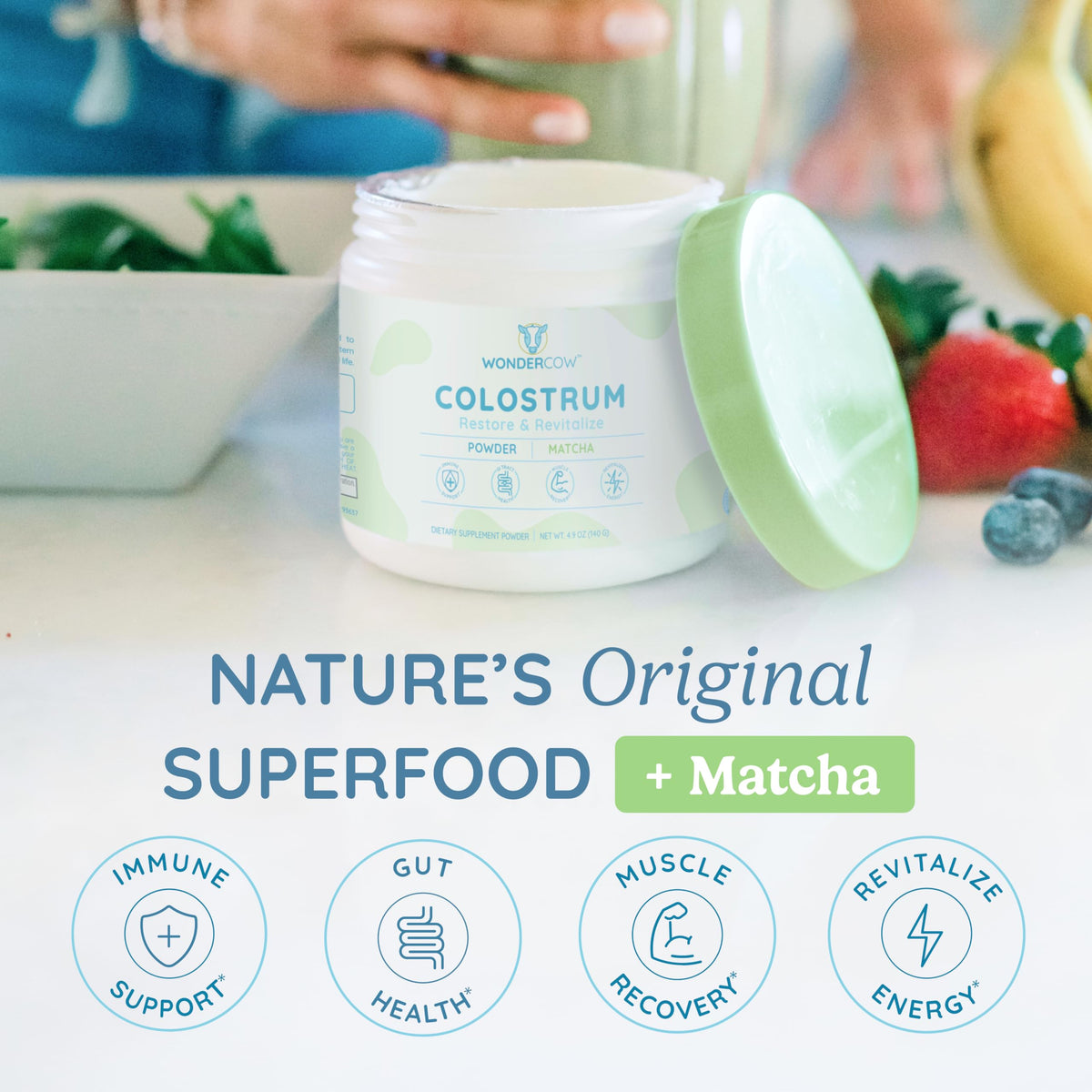 WonderCow Colostrum Powder – Matcha | 60 Servings - Calm Era