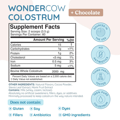WonderCow Colostrum Powder – Chocolate | 60 Servings