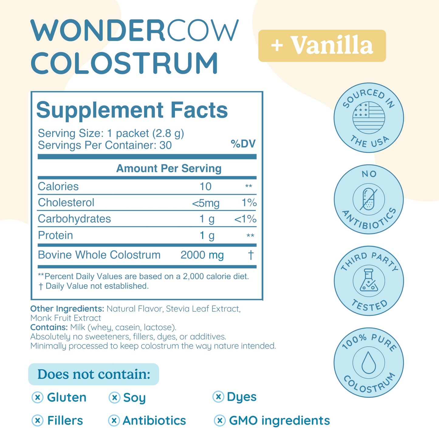 WonderCow Colostrum Powder – Vanilla | 30 Servings