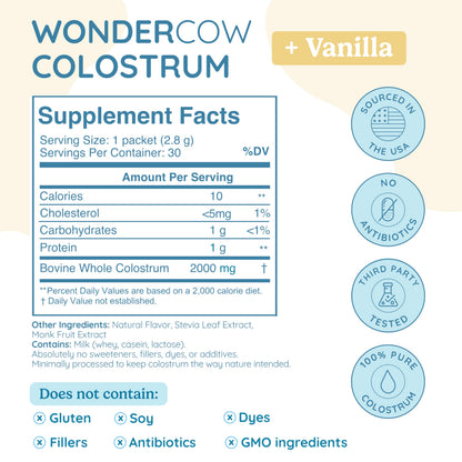 WonderCow Colostrum Powder – Vanilla | 30 Servings