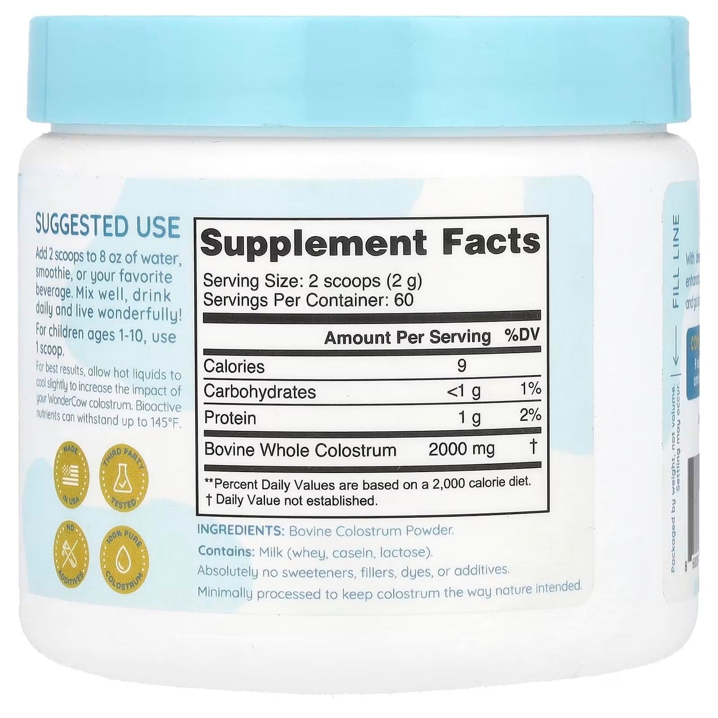 WonderCow Colostrum Powder – Unflavored | 60 Servings