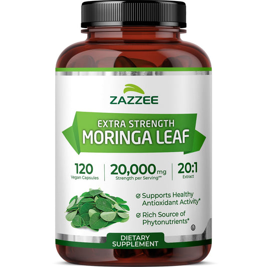 Zazzee Organic Moringa 20:1 Extract 20,000mg | 120 Vegan Capsules
