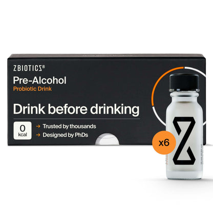 ZBiotics Pre-Alcohol Probiotic Drink | 6-Pack | Feel Better After Drinking