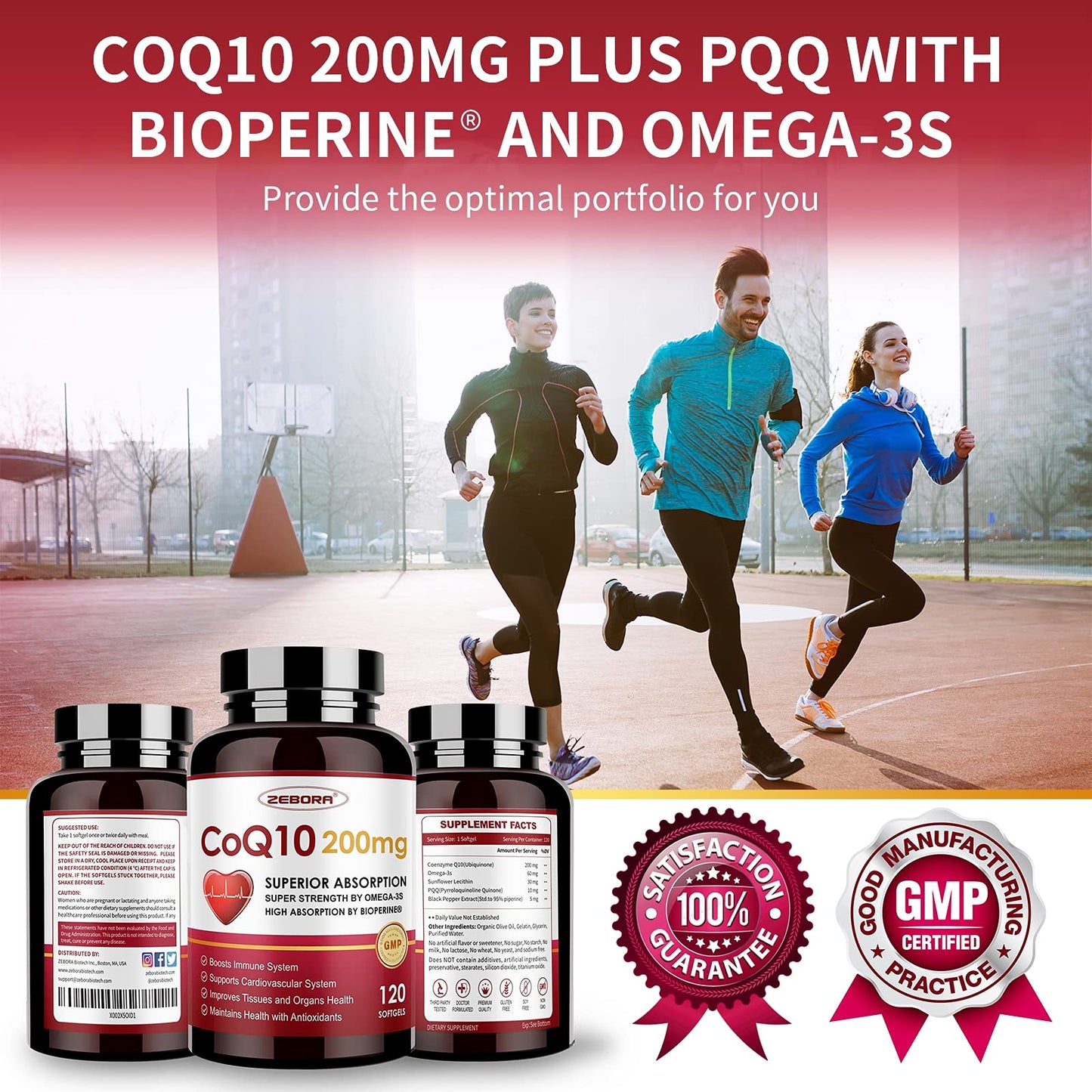 Zebora CoQ10 200mg with PQQ, BioPerine & Omega-3 – 2 Pack