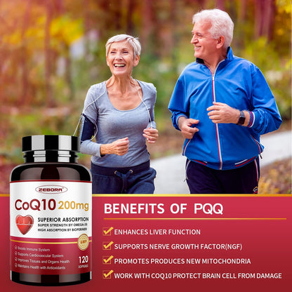 Zebora CoQ10 200mg with PQQ, BioPerine & Omega-3 – 2 Pack