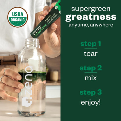 Zena Nutrition Complete Organic Super Greens & Multivitamin – Watermelon Citrus | 30 Packets
