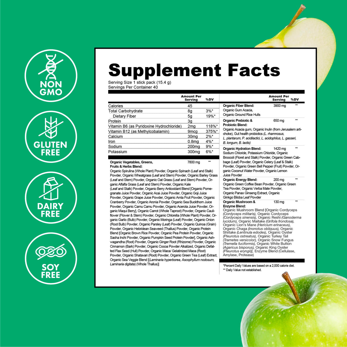 Zena Nutrition Organic Super Greens Powder – Energy & Hydration | 40 Packets - Calm Era