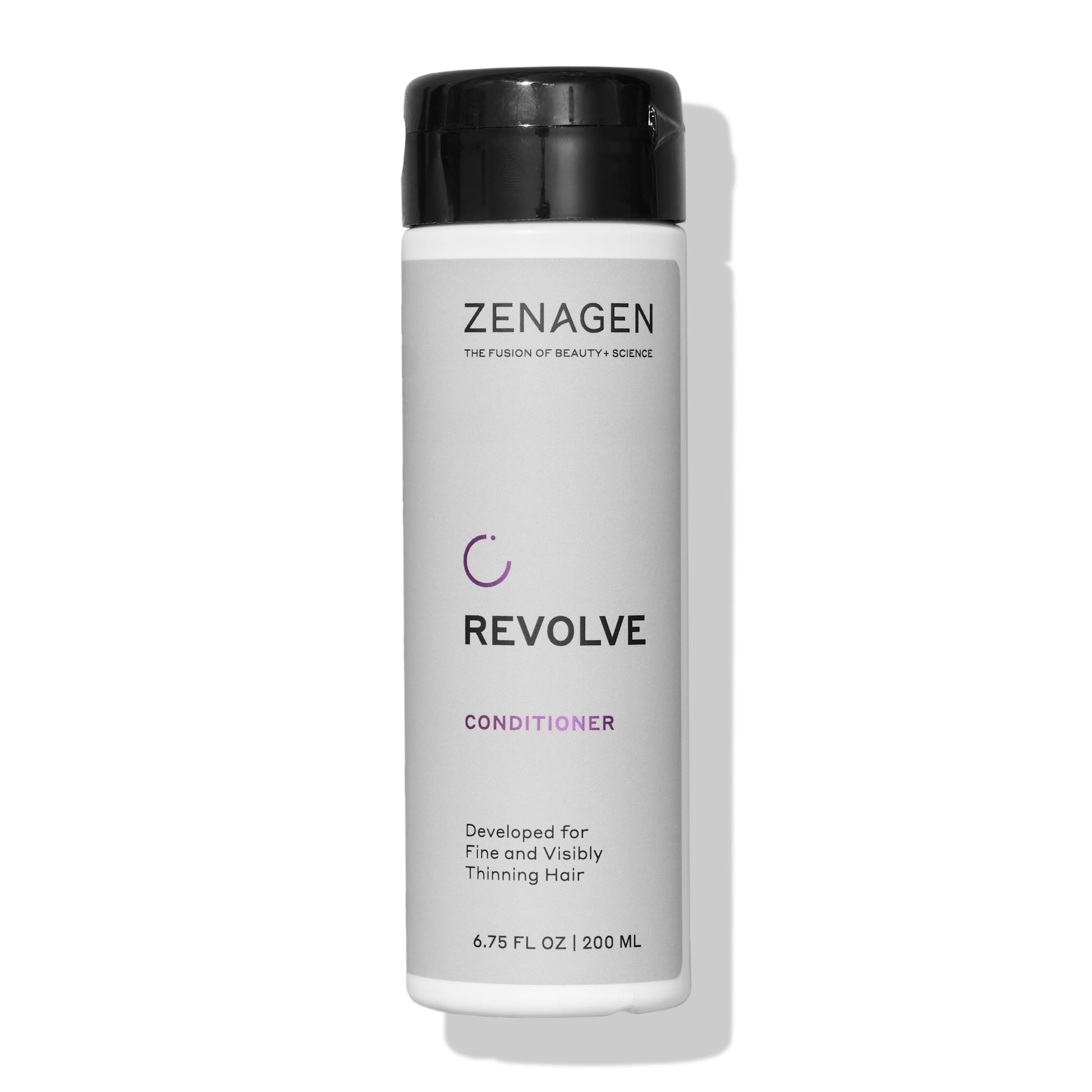 Zenagen Revolve Conditioner in a white bottle with a black cap, shown on a clean white background with a soft shadow.